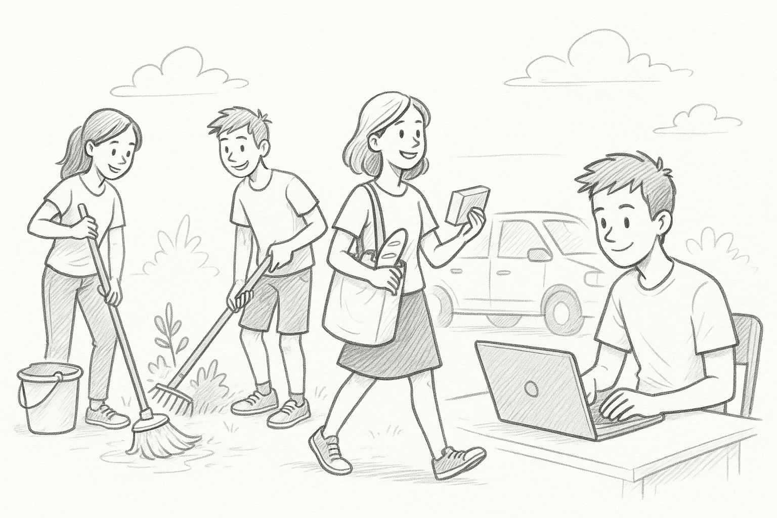 Teenagers working - Feriejobs illustration